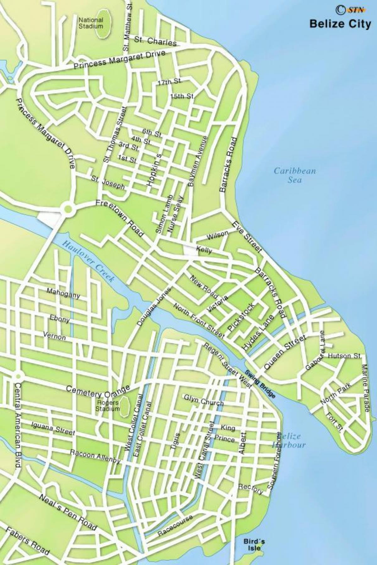 bản đồ của Belize đường phố