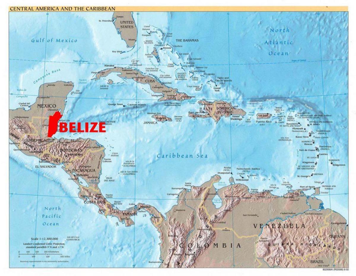 Bản đồ của Belize trung mỹ