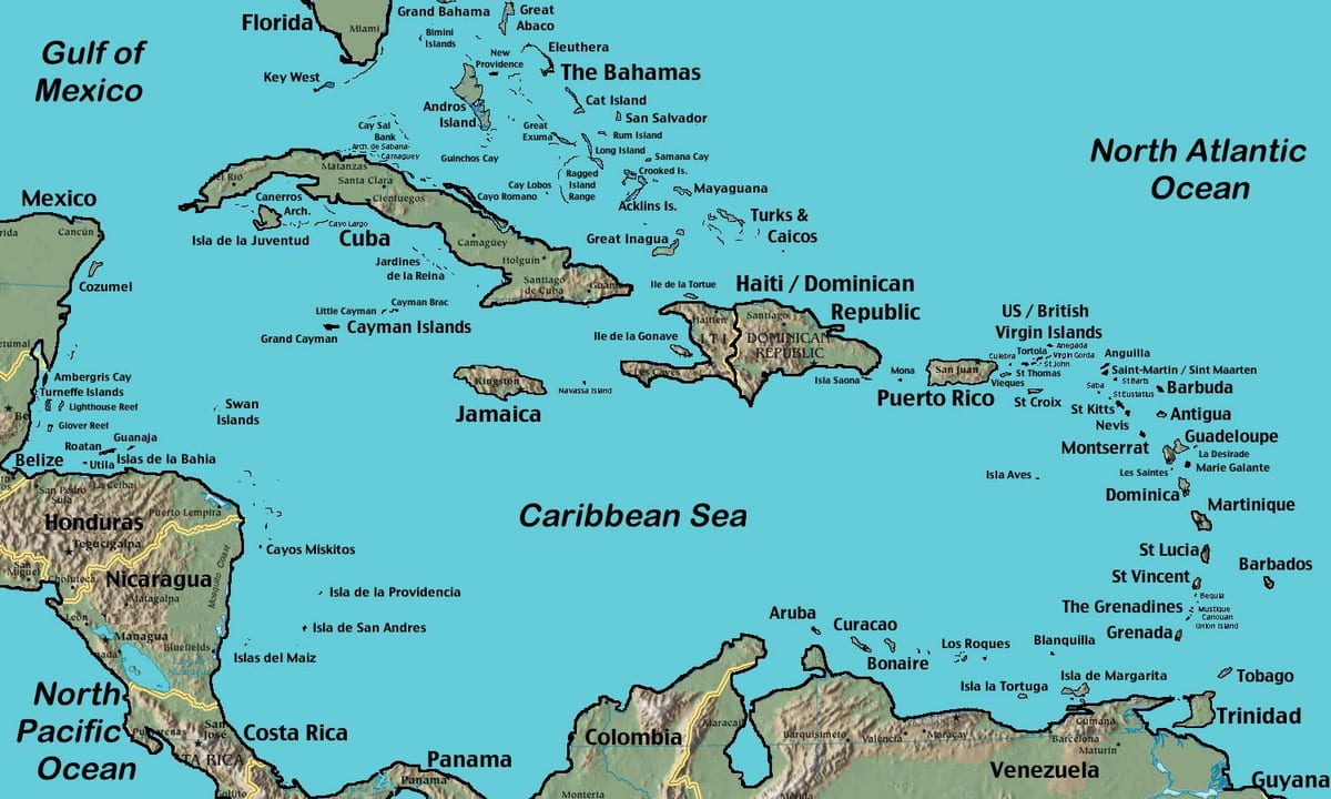 Bản đồ của Belize caribbean