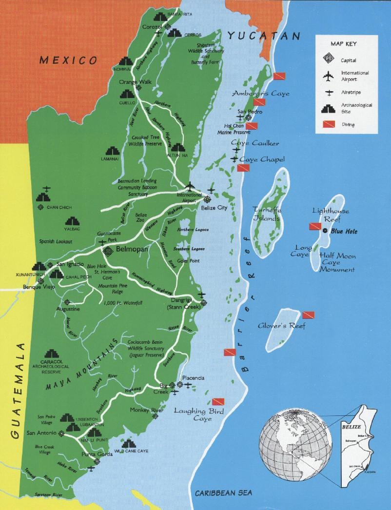 Belize thành phố sân bay bản đồ