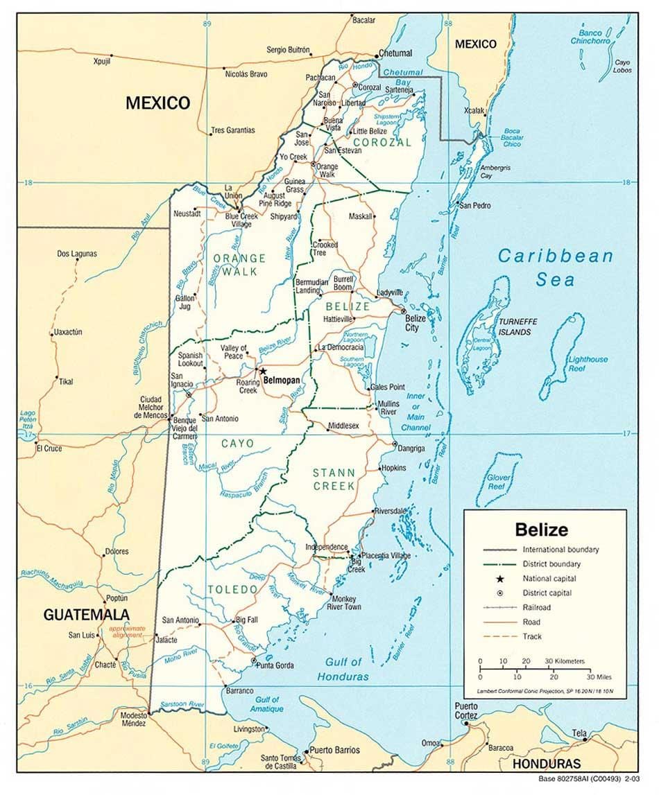 Belize sông bản đồ