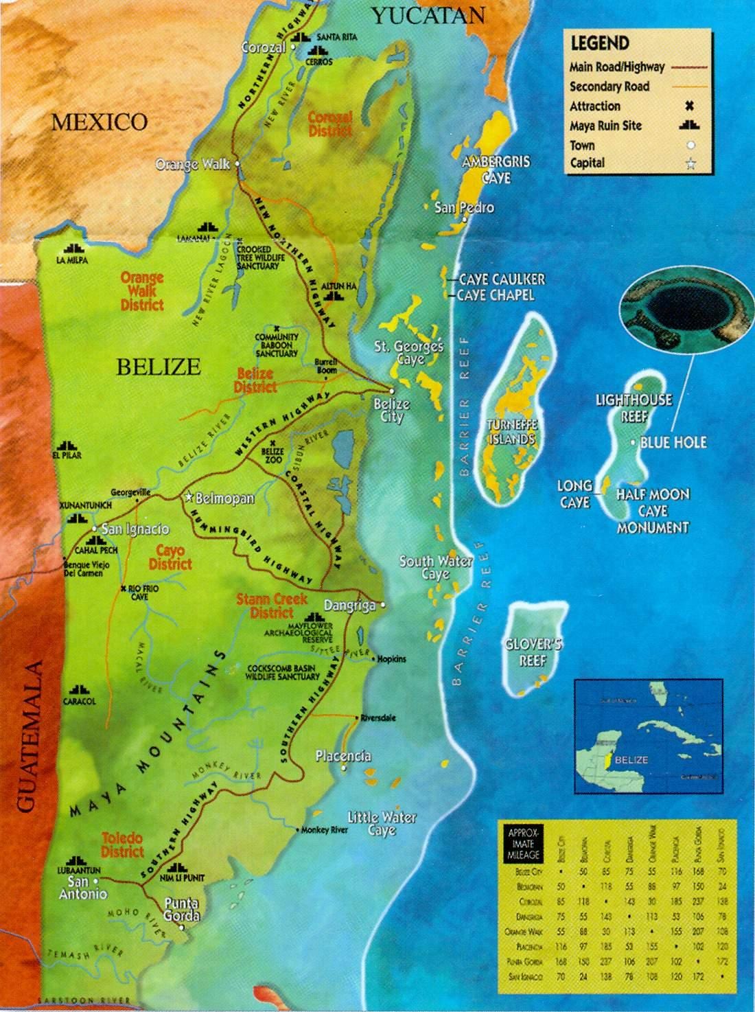Bản đồ của Belize thú