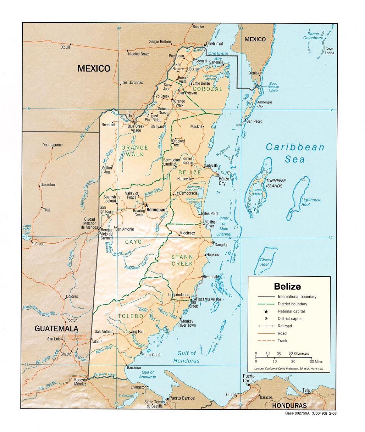 bản đồ đang ở Belize