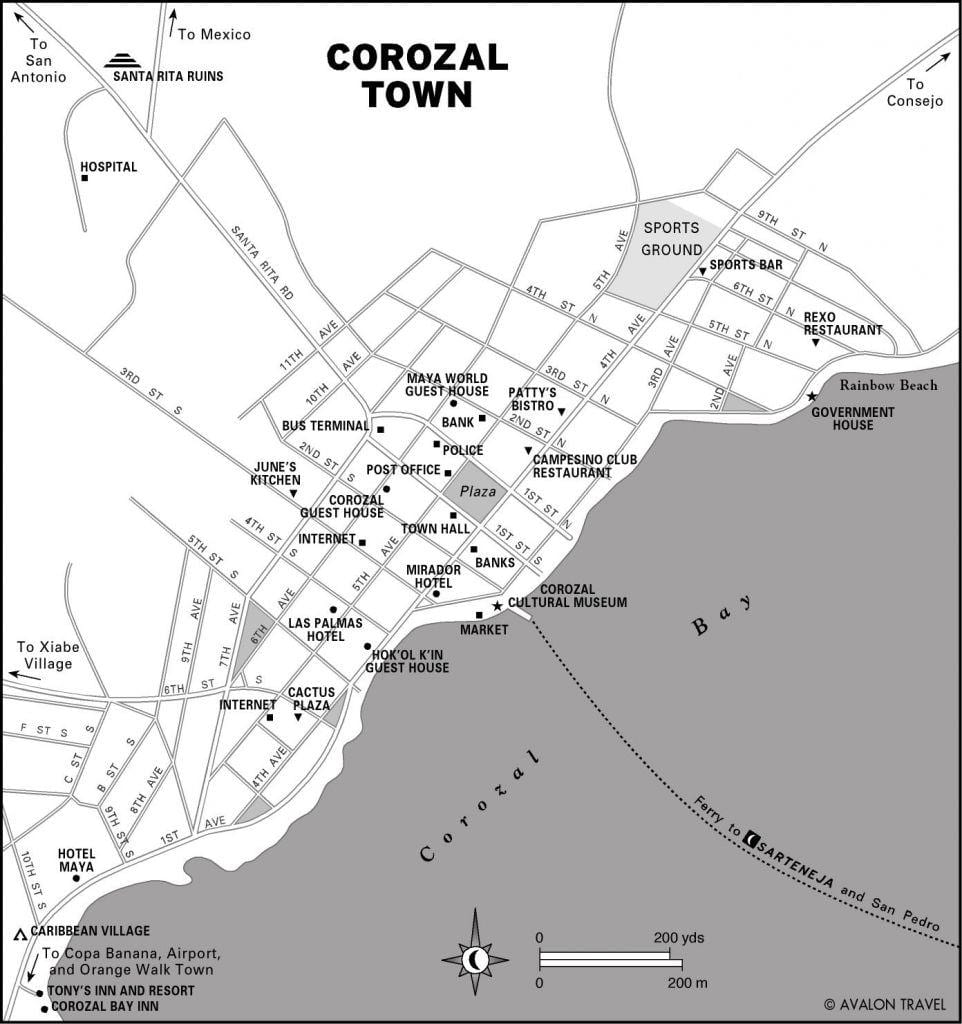 bản đồ của corozal thị trấn Belize