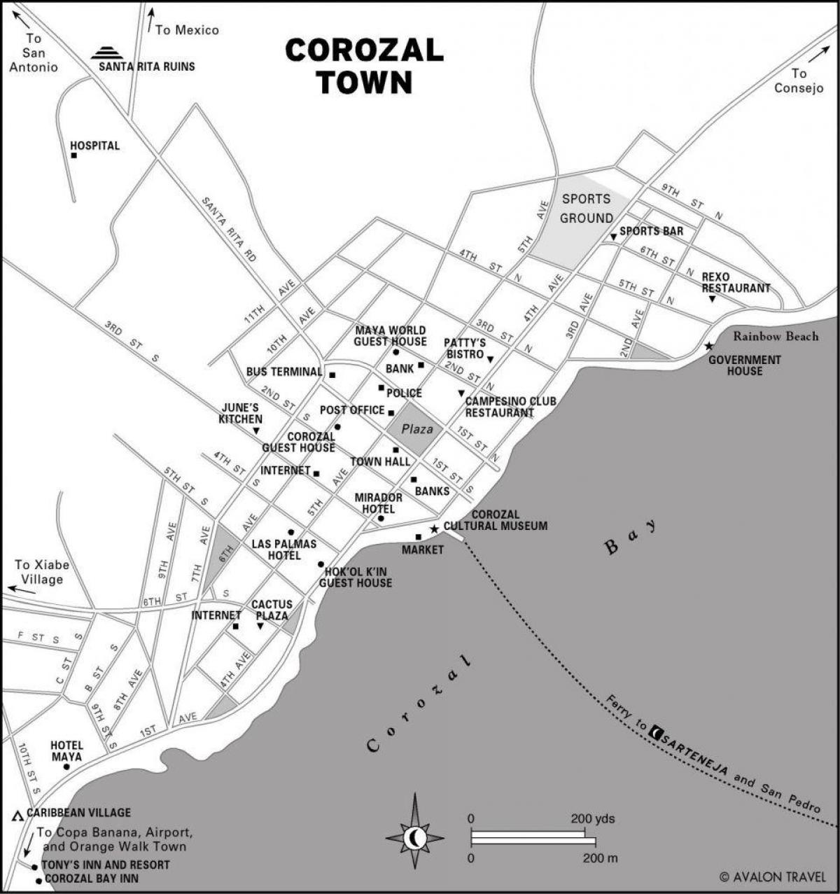 bản đồ của corozal thị trấn Belize