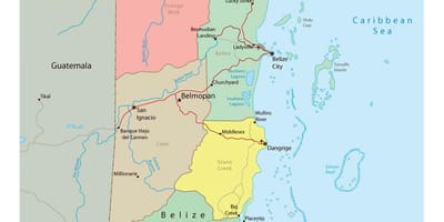 Bản đồ của chính trị Belize