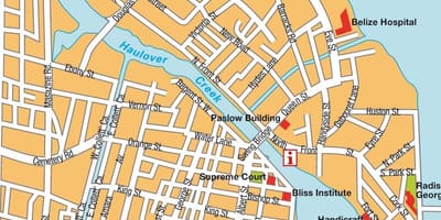 Belize thành phố cảng bản đồ