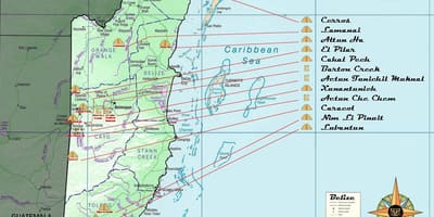 Bản đồ của Belize kim tự tháp