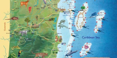 Bản đồ của Belize thác nước 