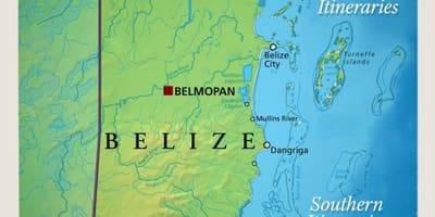 Bản đồ của Belize thuyền