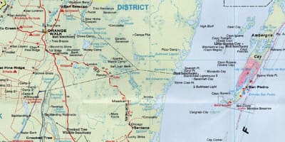 Chi tiết và bản đồ đường của Belize
