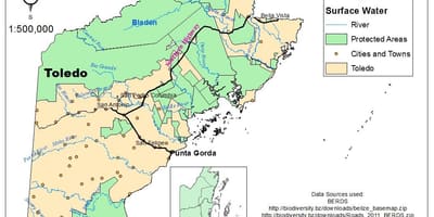 Bản đồ của toledo quận Belize
